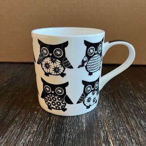 Queens Silhouette Owls Coffee Mug White Mug Black Owls Fine Bone China Cup 10 oz